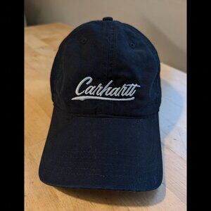 Carhartt Black Baseball Hat Cap Canvas Script Logo OS